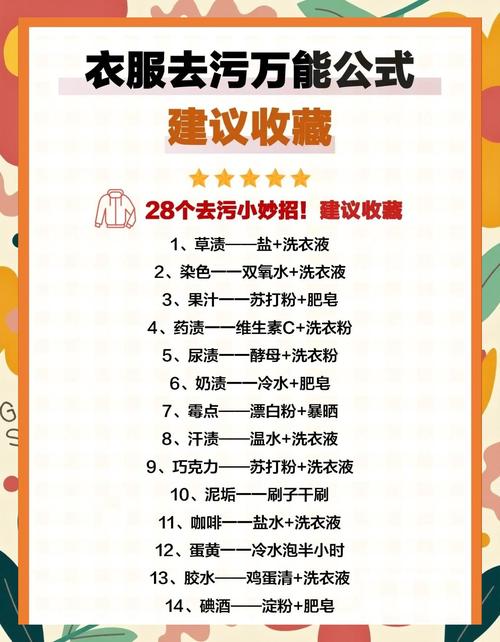 衣物常见污渍去除大全（油渍、红酒、血渍等）