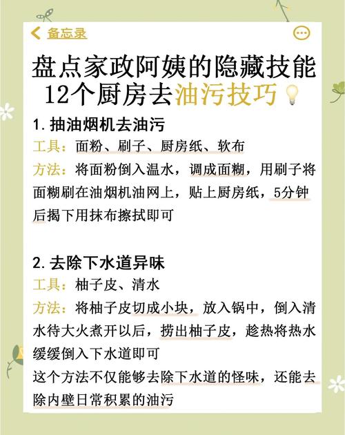 快速去除厨房油污的配方