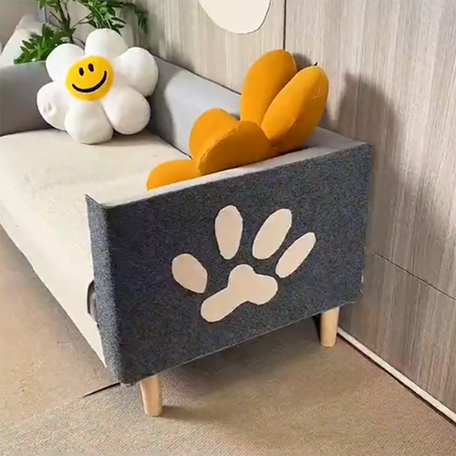 皮质沙发防猫抓！旧牛仔布缝制防护罩